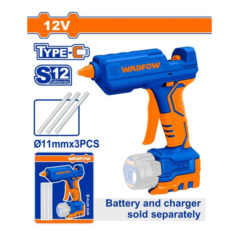 WADFOW Lithium-Ion Cordless Glue Gun 12V, 15-18g/min | WLU1412