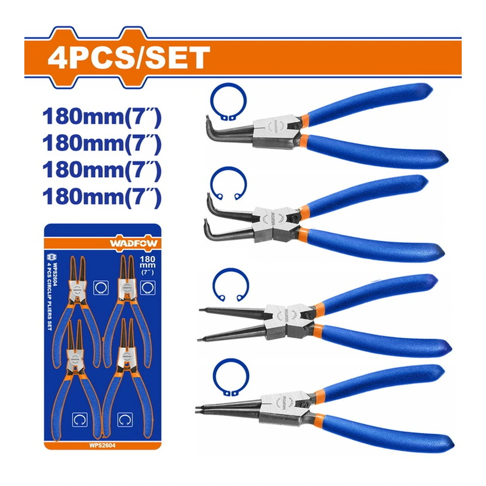 WADFOW 4 Pcs Circlip Pliers Set 7"/180mm | WPS2604