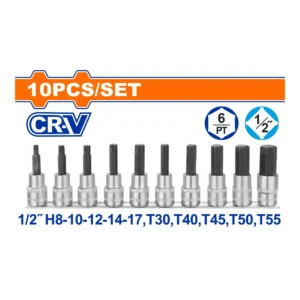 WADFOW 10 Pcs 1/2" Bit Socket Set | WST1412