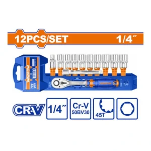 WADFOW 12 Pcs 1/4" Socket Set | WST4212
