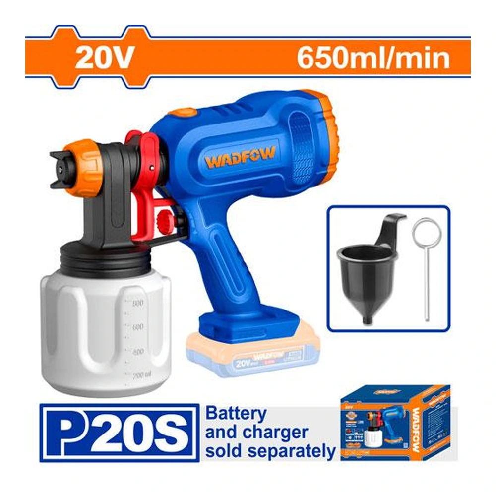WADFOW Cordless Spray Gun 20V, 800ml | WSU30664