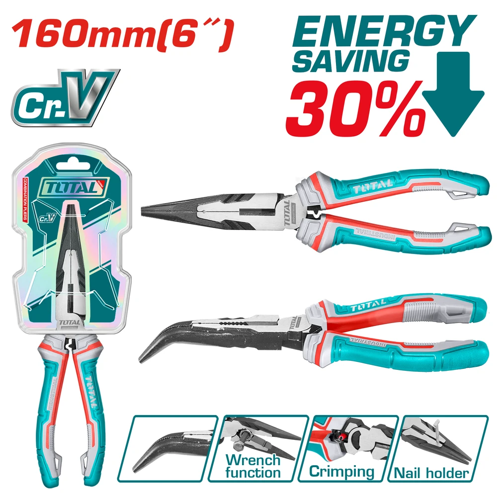 Total High Leverage Bent Nose Pliers | THT24616S