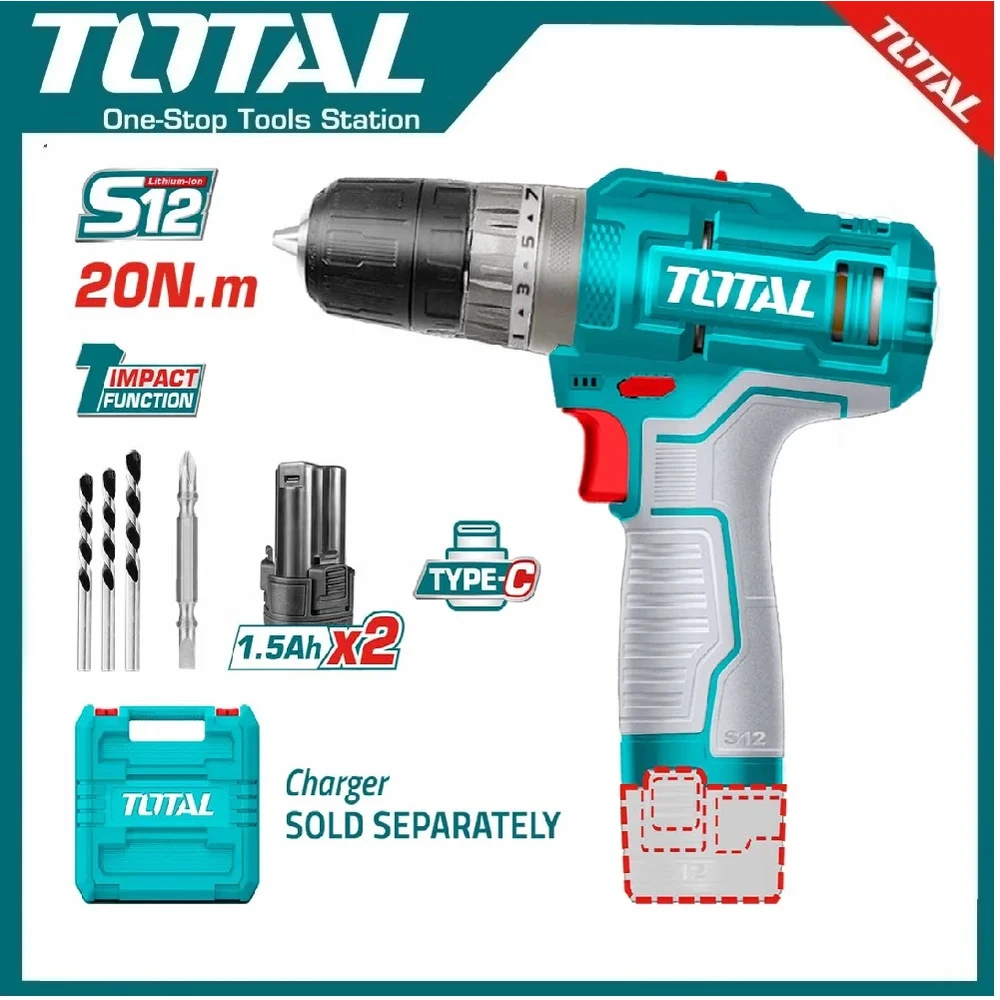 Total Cordless Impact Drill 12V, 10mm | TIDLI12202