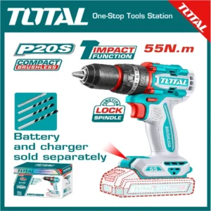 Total Compact Brushless Cordless Impact Drill 20V, 13mm | TIDLI205581