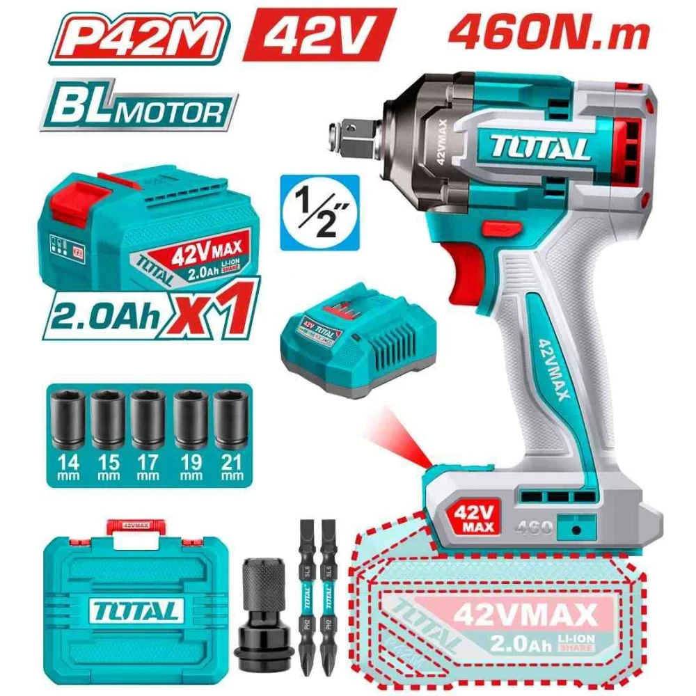 Total Cordless Impact Wrench 42V, 1/2" 42V | TIWLI42461