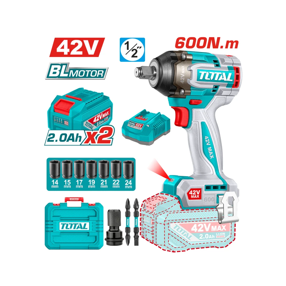 Total Cordless Impact Wrench 42V, 1/2" 42V | TIWLI42602