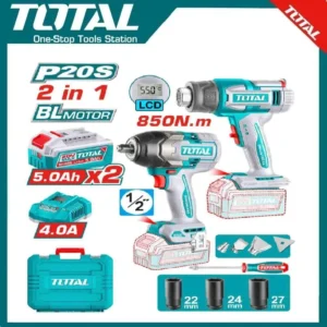 Total Cordless 2 Pcs Combo Kit 20V, 1/2" 20V | TOSLI250983