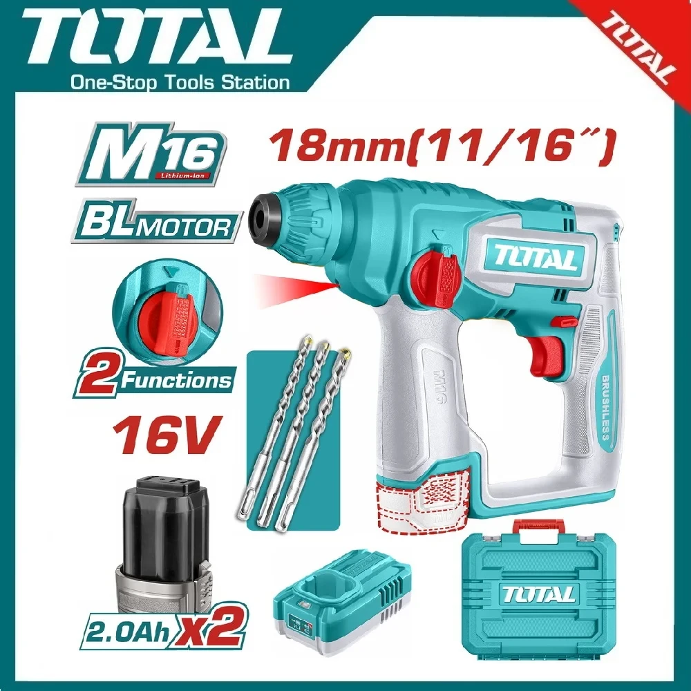 Total Cordless Rotary Hammer 16V, 18mm | TRHLI16168